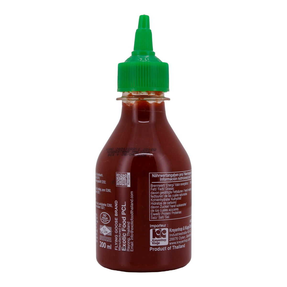 Sriracha Chilisauce Scharf Flying Goose | Sauce | Thailändische Würzsauce | 200 ml FLYING GOOSE