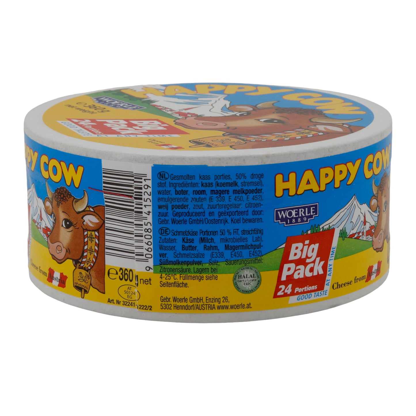 Fromage fondu Happy Cow | Crémeux | 24 portions | 360 g