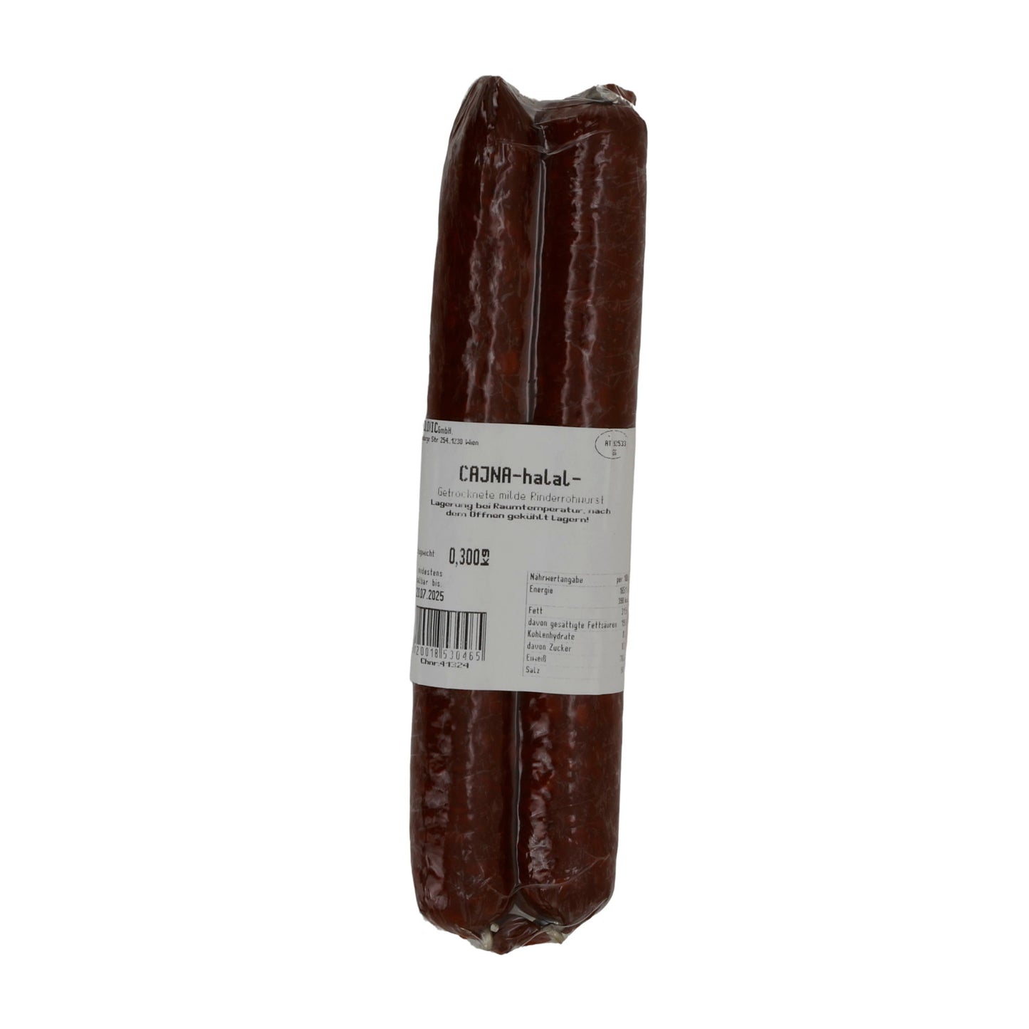 Rinderwurst Brajlović Čajna Halal | Affumicata delicatamente | Specialità di salsiccia di manzo | 300 g