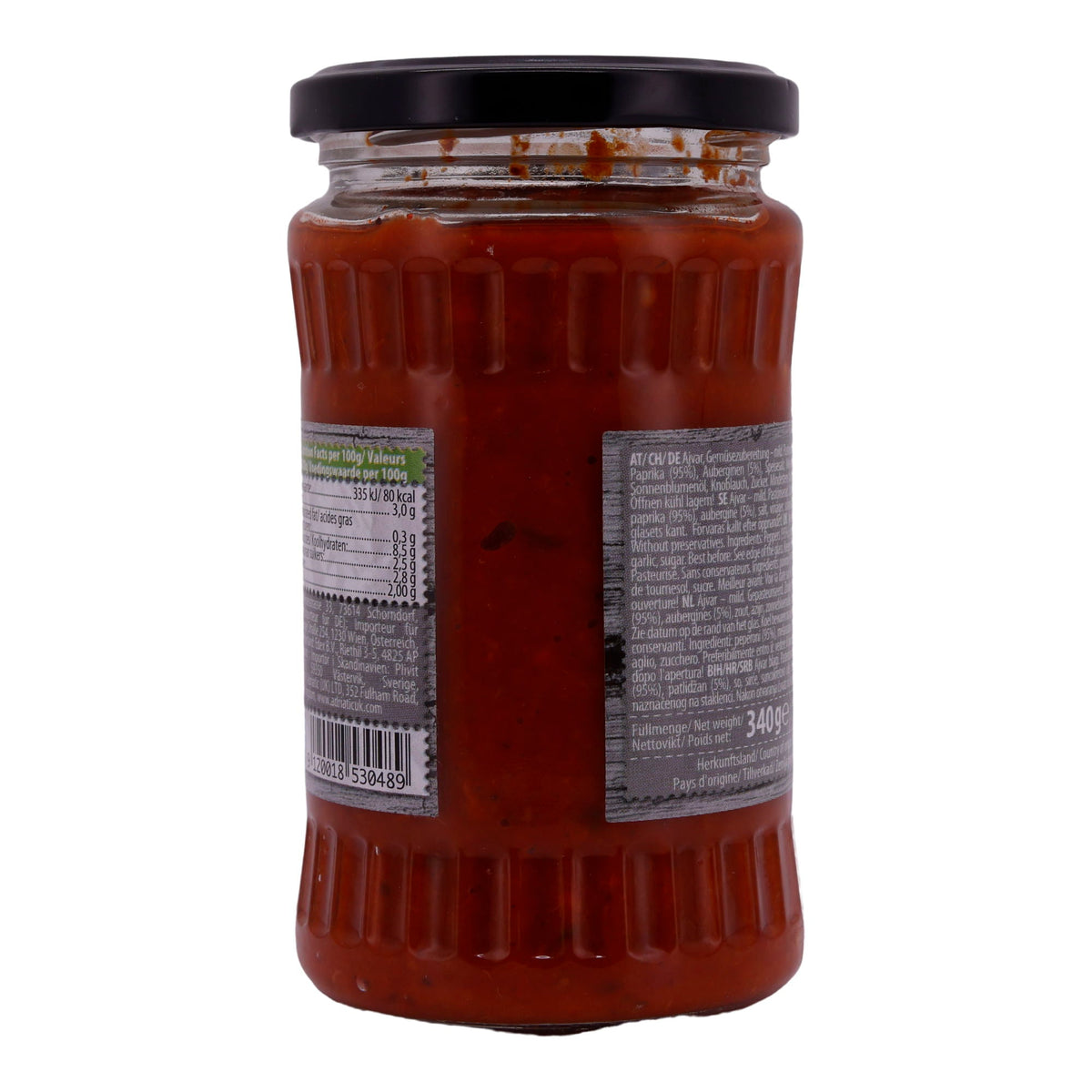 Paprikapaste Natura | Ajvar Mild | Milde Gemüsezubereitung aus Paprika & Auberginen | 370 ml
