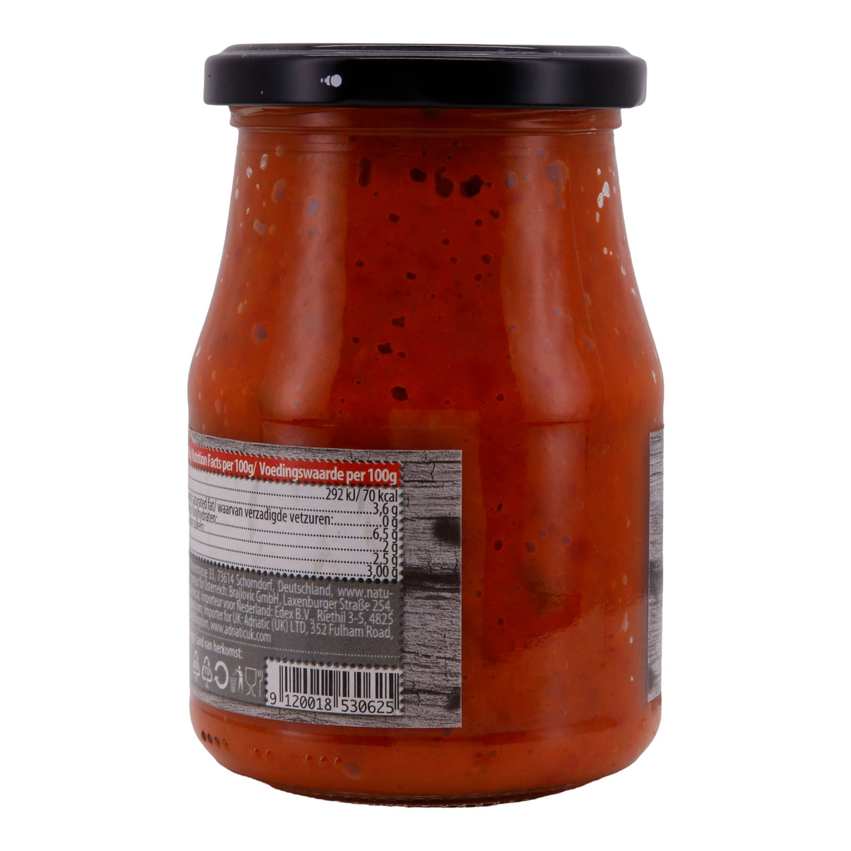 Gemüsepaste Natura | Ajvar Scharf | Scharfe Gemüsezubereitung aus Paprika, Tomaten und Auberginen | 370 ml Glas NATURA