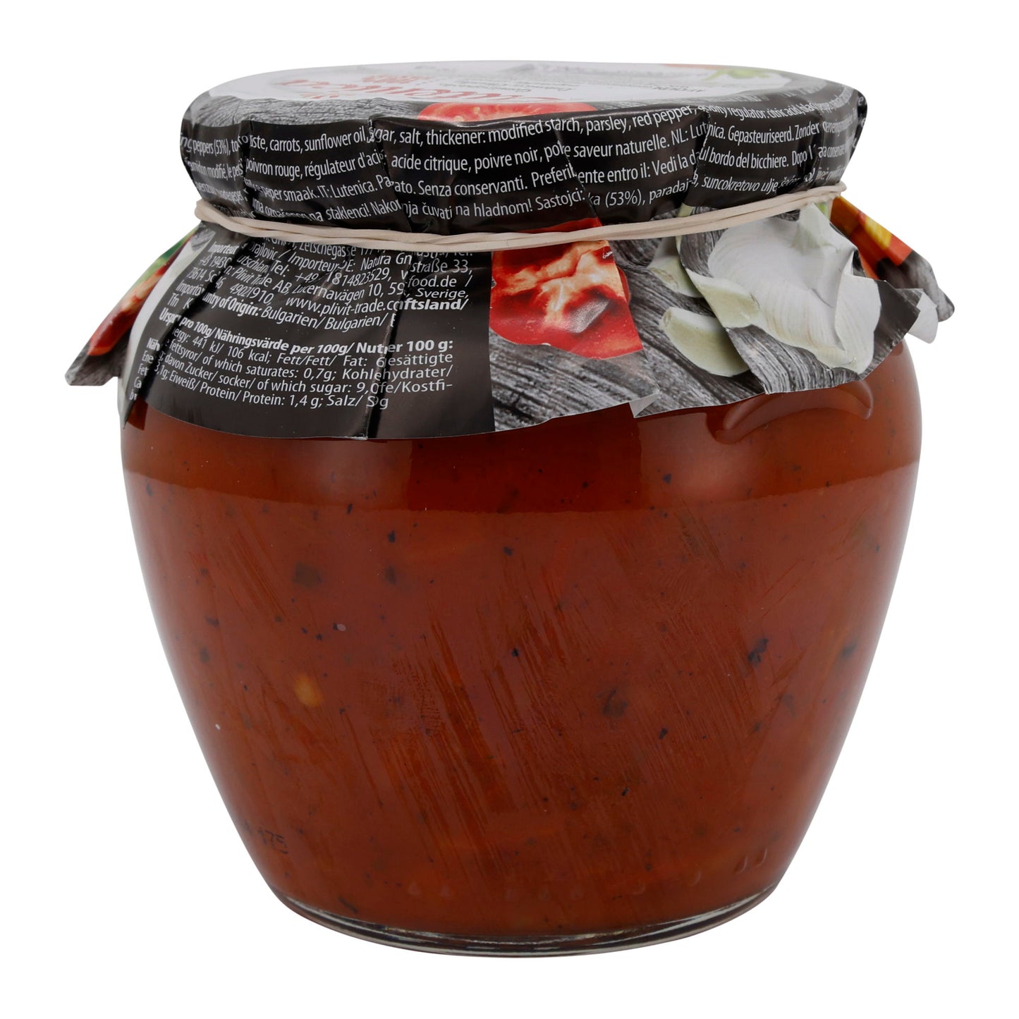 Groentepasta Natura | Lutenica | Pittig, Balkan-stijl | 550 g Glas