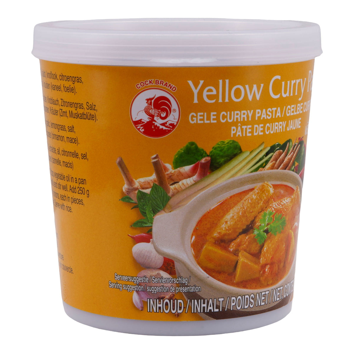 Currypaste Cock Brand | Gelbe Currypaste | Exotisch, mit getrockneten roten Chilis & Kräutern | 400 g - kurzes MHD: 05.09.2026