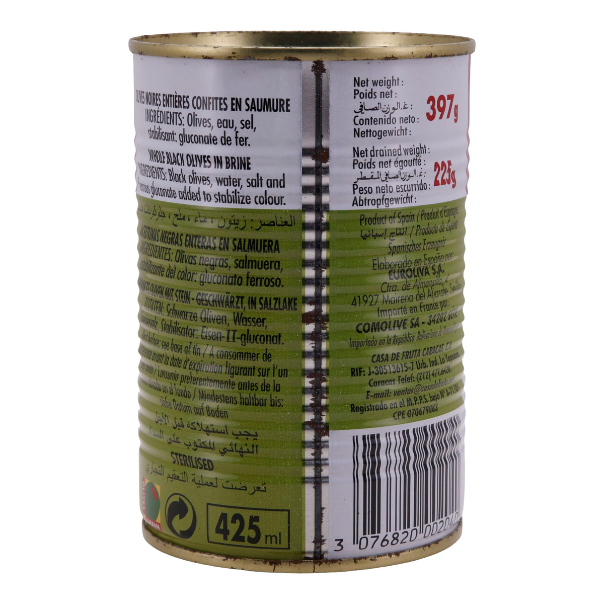 Oliven Crespo | Schwarze Oliven in Salzlake | Authentischer mediterraner Genuss | 397 g