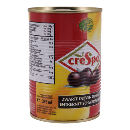 Schwarze Oliven Crespo | Ontpitte Olijven | 397 g Blik