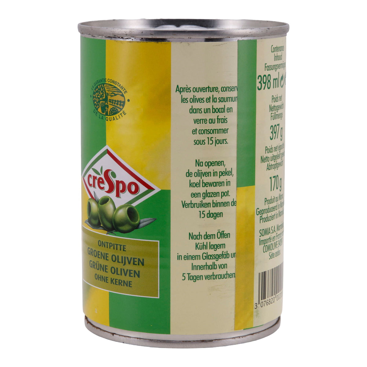 Oliven Crespo | Grüne Oliven ohne Kern | Ideal für mediterrane Gerichte | 397 g Dose