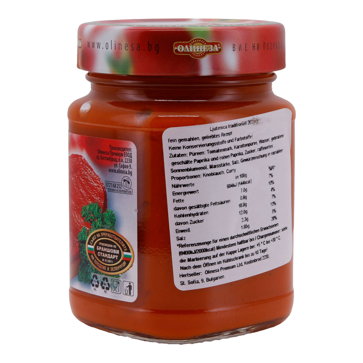 Paprikapaste Olinesa Ljutenica | Traditionell, bulgarisch | 265 g
