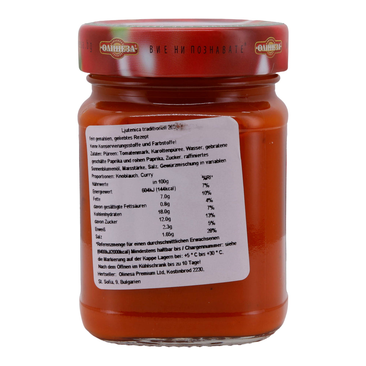 Paprikapaste Olinesa Ljutenica | Traditionell, bulgarisch | 265 g