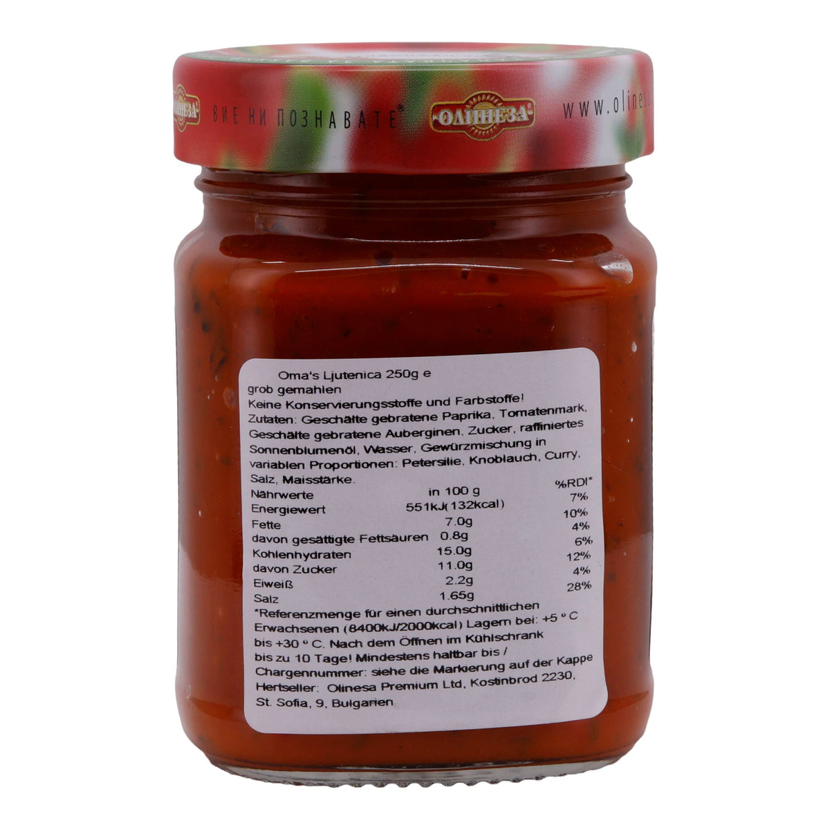 Gemüsezubereitung Olinesa | Babina Ljutenica | Traditionell, grob gemahlen | 250 g OLINEZA