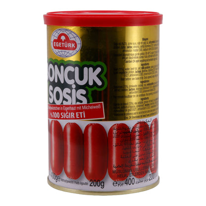 Runderworstjes EGETÜRK | Boncuk Sosis | Ca. 24 stuks, eigen vel, met melkeiwit | 400 g (uitgelekt gewicht 200 g)