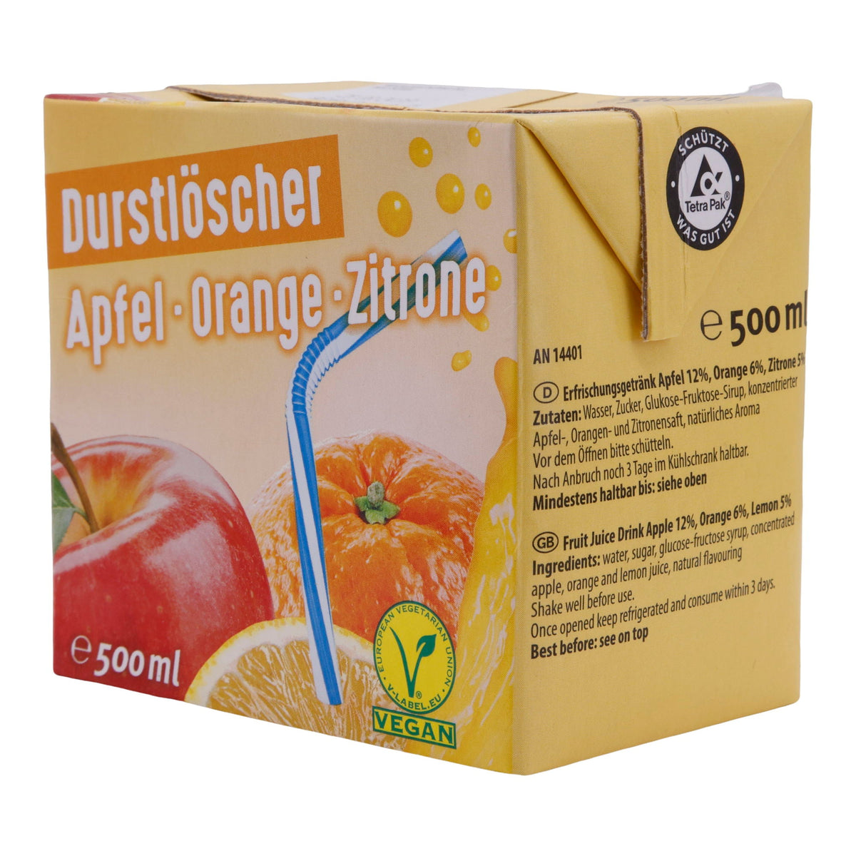 Erfrischungsgetränk Durstlöscher | Apfel-Orange-Zitrone | Vegan, fruchtig | 500 ml