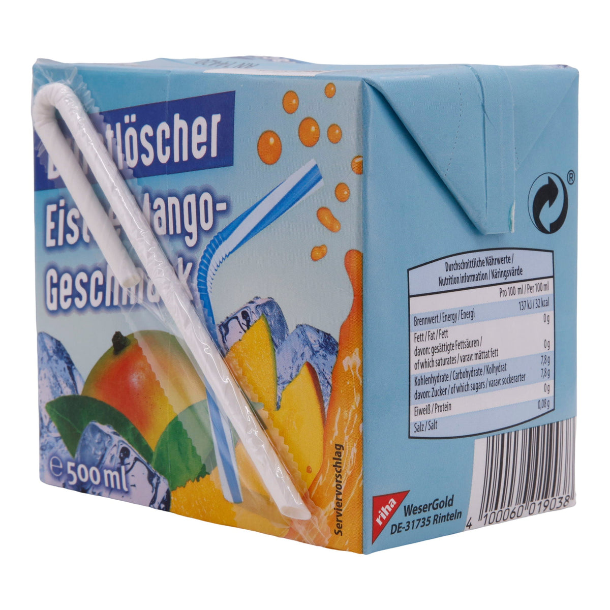 Eistee Durstlöscher | Mango-Geschmack | Vegan, erfrischend mit Fruchtnote | 500 ml |