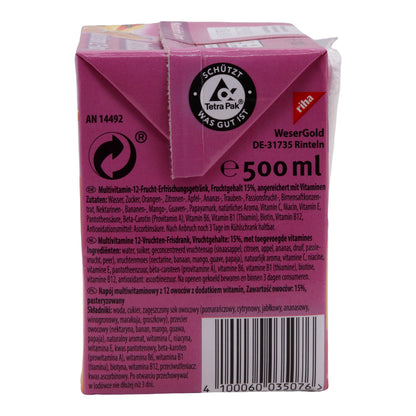 Multivitamin 12 Meyveli Susuzluk Giderici | İçecek | Vegan & Meyveli | 500 ml