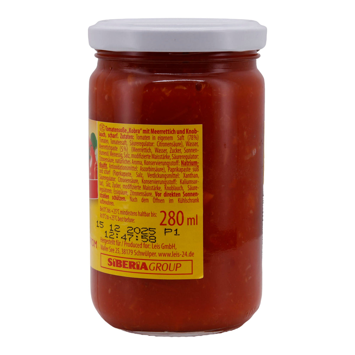 Tomatensoße Leis | Kobra | Scharf, mit Meerrettich & Knoblauch | 280 ml LEIS