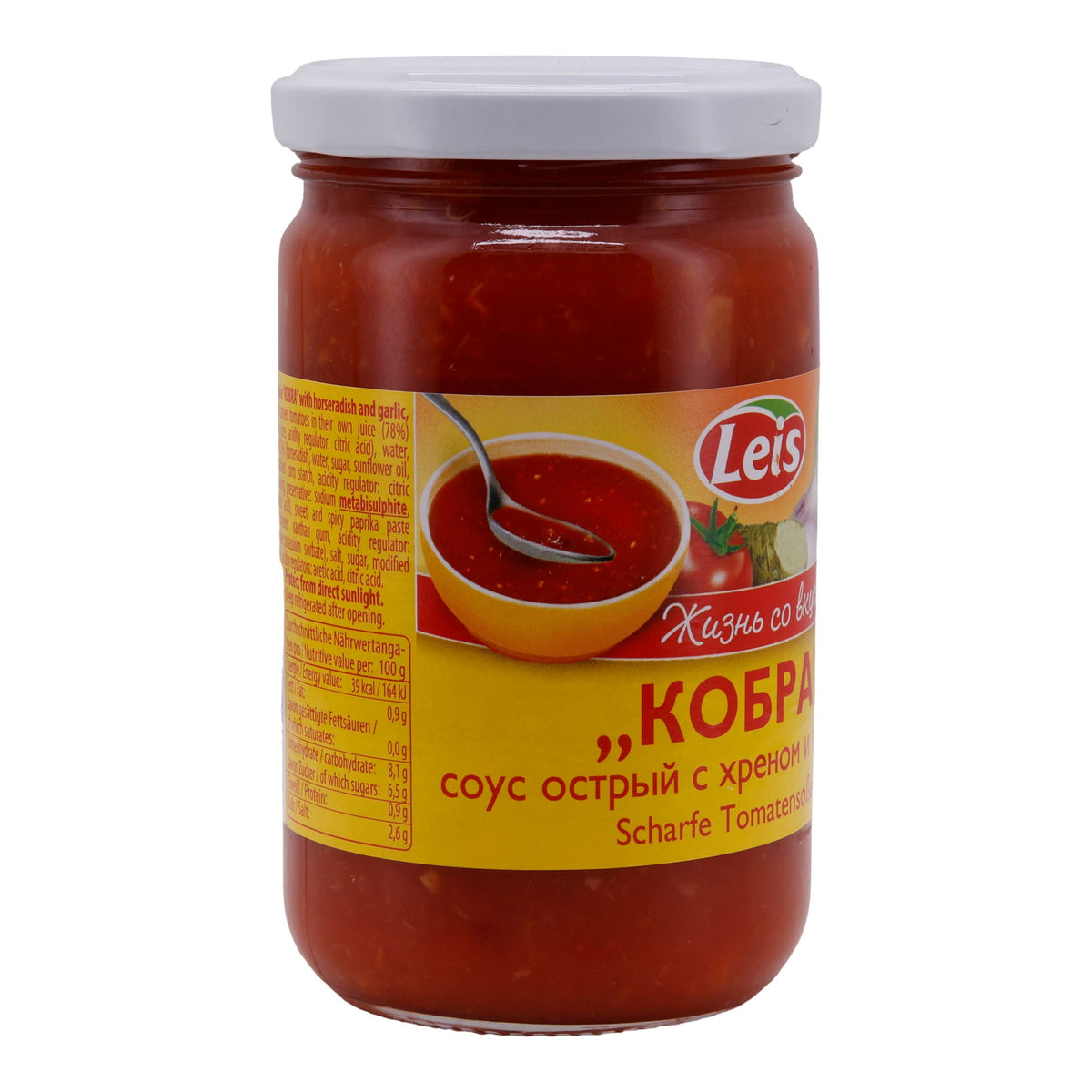 Tomatensoße Leis | Kobra | Scharf, mit Meerrettich & Knoblauch | 280 ml LEIS