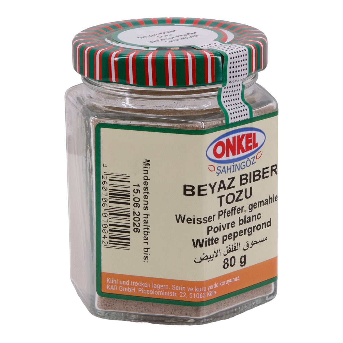 Gewürz Onkel Şahingöz Beyaz Biber Tozu | Gemahlener Weißer Pfeffer | 80 g