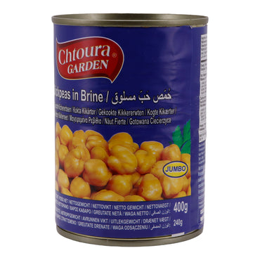 Peulvruchten Chtoura Garden | Gekookte kikkererwten in pekel | Veganistisch, in pekeloplossing | 400 g