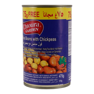 Peulvruchten Chtoura Garden | Gekookte dikke bonen met kikkererwten | 75 g extra | 475 g