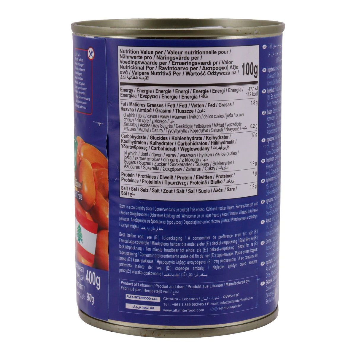 Gekochte Saubohnen Chtoura Garden | Hülsenfrüchte | Nach libanesischer Art | 400 g Dose