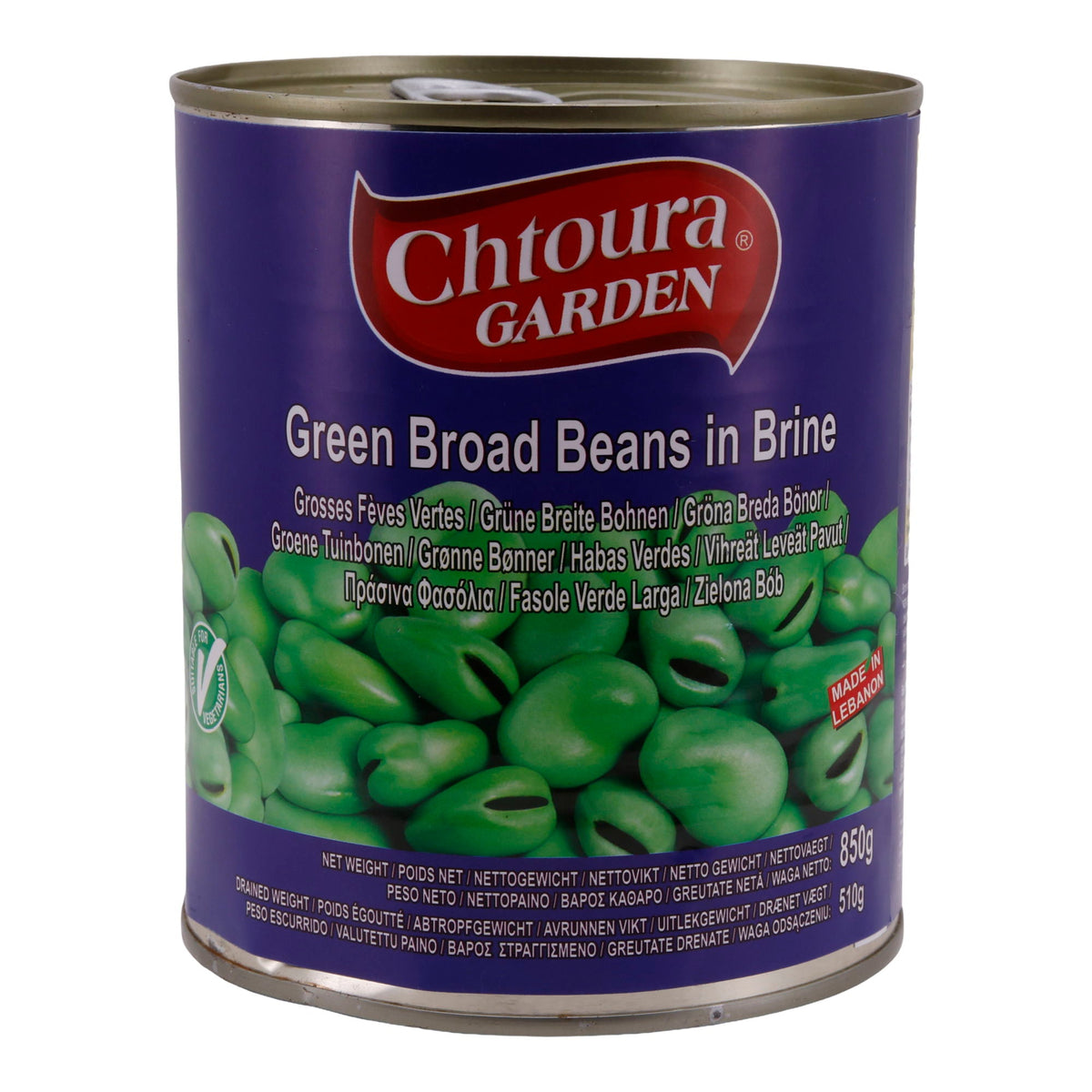 Grüne Bohnen Chtoura Garden | Green Broad Beans in Brine | In Salzlake | 850 g Dose