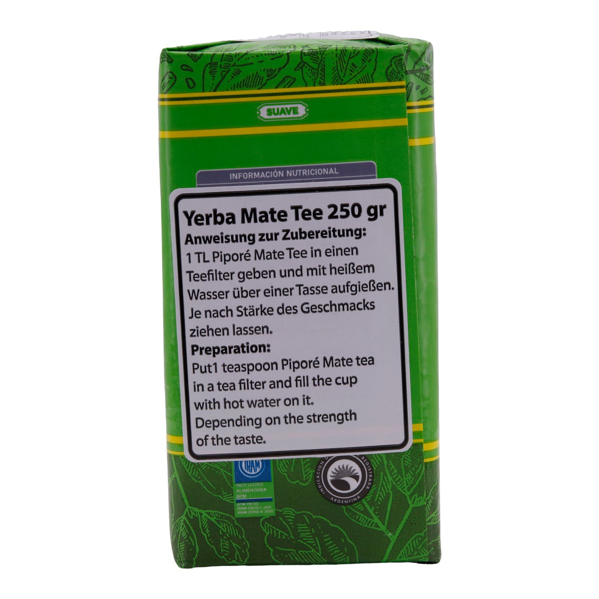 Tee Piporé | Yerba Mate Suave | Milde Yerba Mate für sanften Genuss | 250 g PIPORE