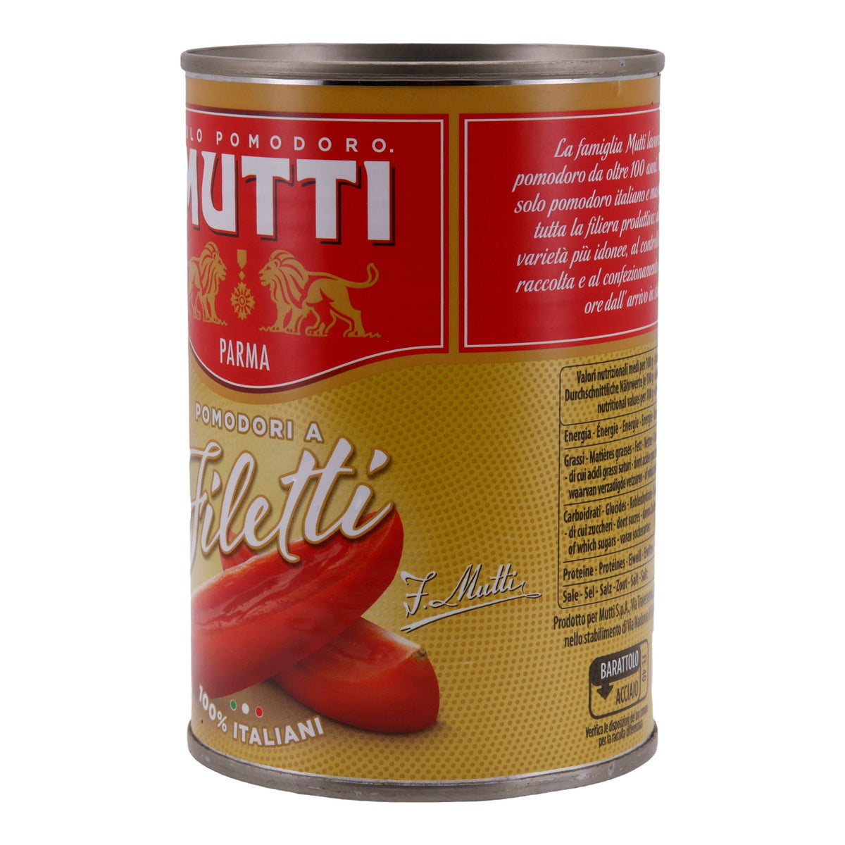 Geschälte Tomaten Mutti | Pomodori a Filetti | In Filetform | 400g