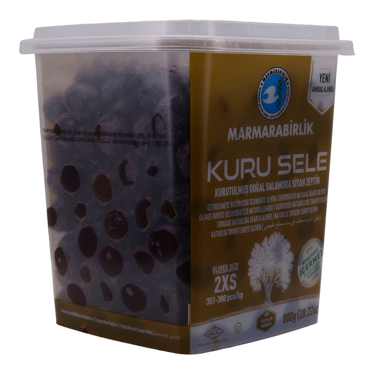 Oliven Marmarabirlik | Kuru Sele 2XS | Traditionell getrocknete schwarze Oliven | 800 g MARMARABIRLIK