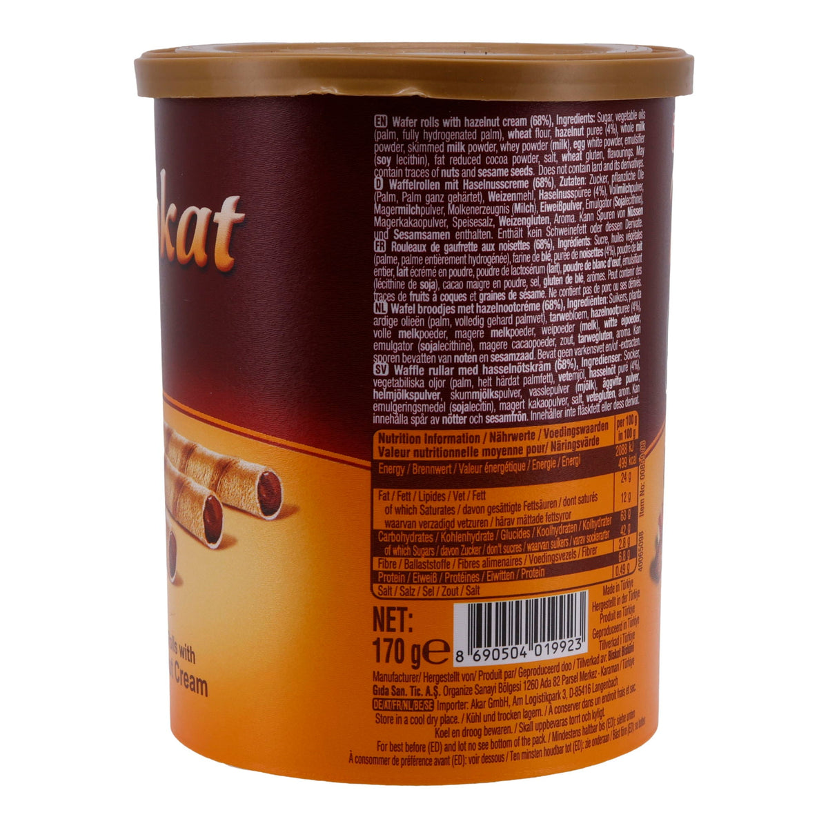 Waffelröllchen Ülker | Rulokat | Mit Haselnusscreme | 170 g UELKER