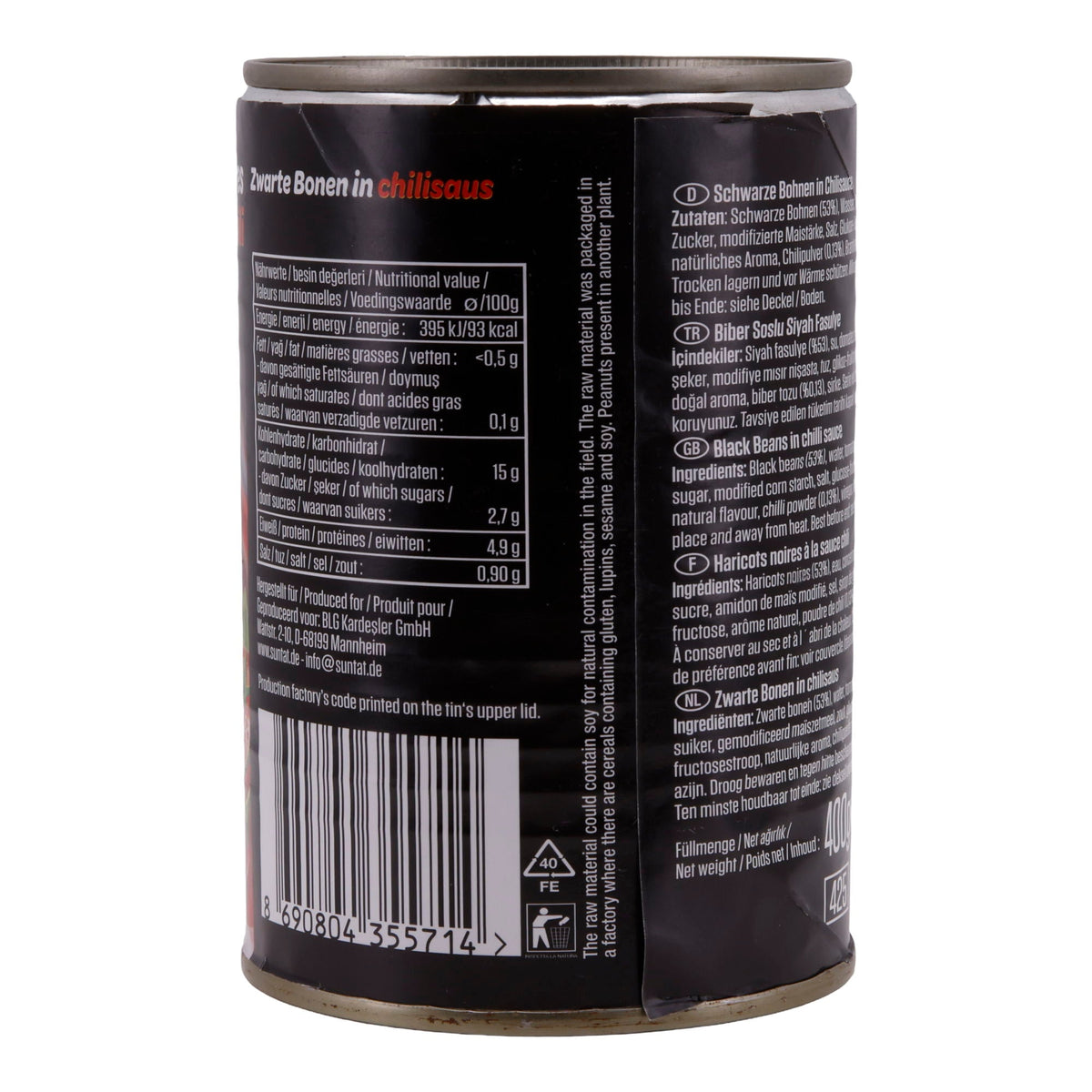 Schwarze Bohnen in Chilisauce SUNTAT | Bohnen | Pikantes Geschmackserlebnis aus der Türkei | 400 g
