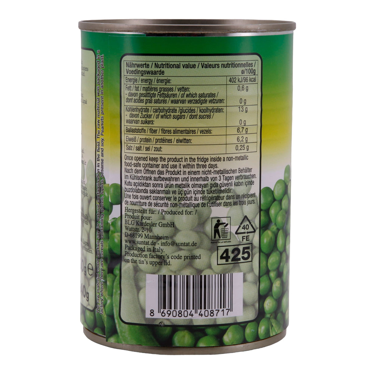 Grüne Erbsen Suntat | Hülsenfrüchte | Vielseitig verwendbar | 400 g SUNTAT