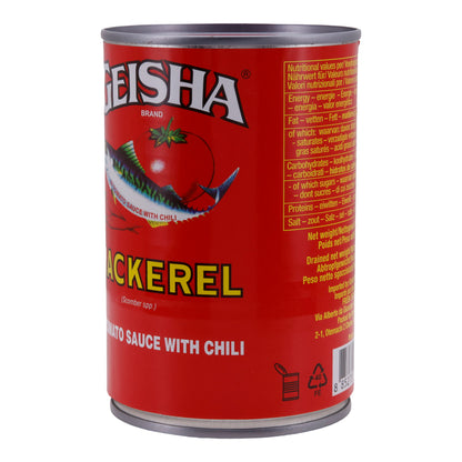 Fisch Geisha | Makrele in Tomatensauce mit Chili | Würzige Delikatesse für Liebhaber scharfer Meeresfrüchte | 425 g