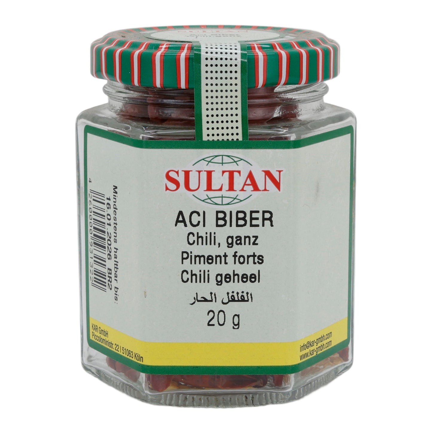 Aci Biber Sultan | Peperoncini interi | Di alta qualità | 20 g