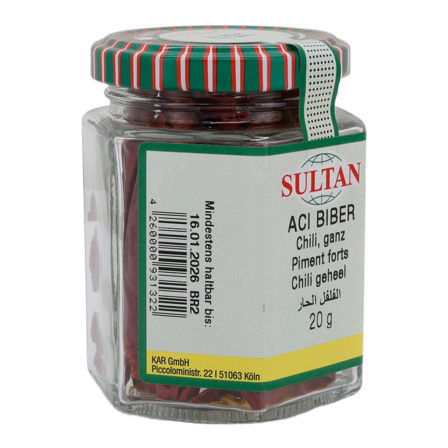 Aci Biber Sultan | Peperoncini interi | Di alta qualità | 20 g
