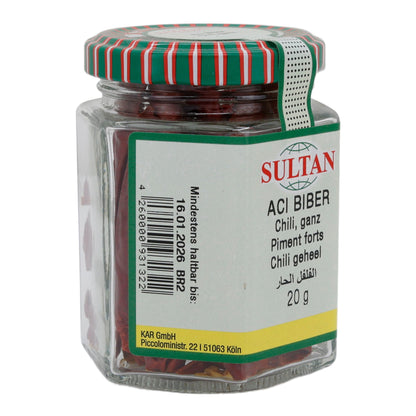 Aci Biber Sultan | Peperoncini interi | Di alta qualità | 20 g