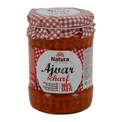 Ajvar Natura | Piccante | Fatto in casa dalla Macedonia del Nord | 540 g