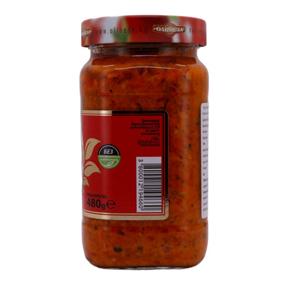 Ajvar Olinesa | Preparazione di verdure in stile casalingo | Specialità tradizionale a base di peperoni e melanzane | 480 g