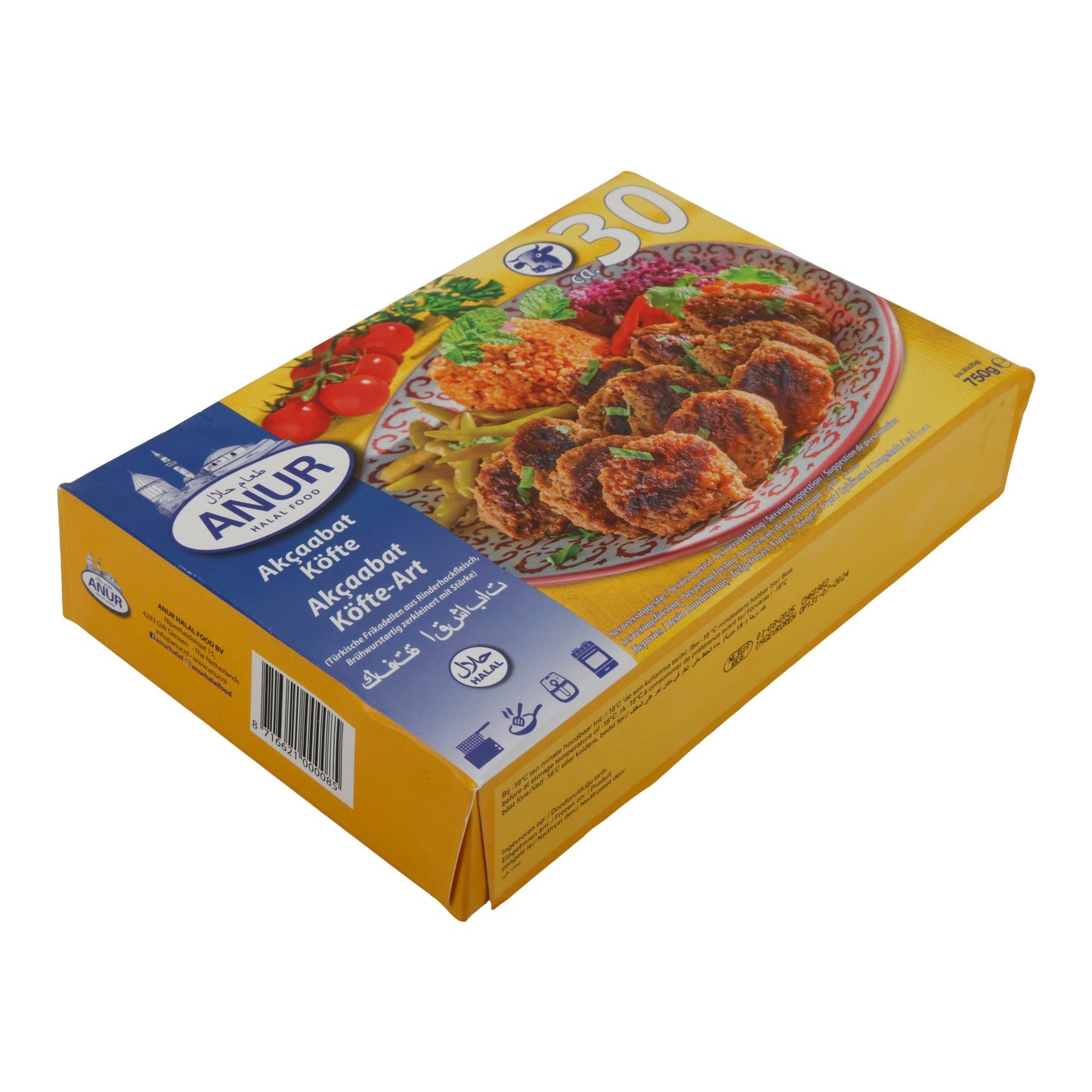 Akçaabat Köfte ANUR | Halal Rindfleisch-Frikadellen | Türkische Art, tiefgefroren | 750 g (ca. 30 Stück)