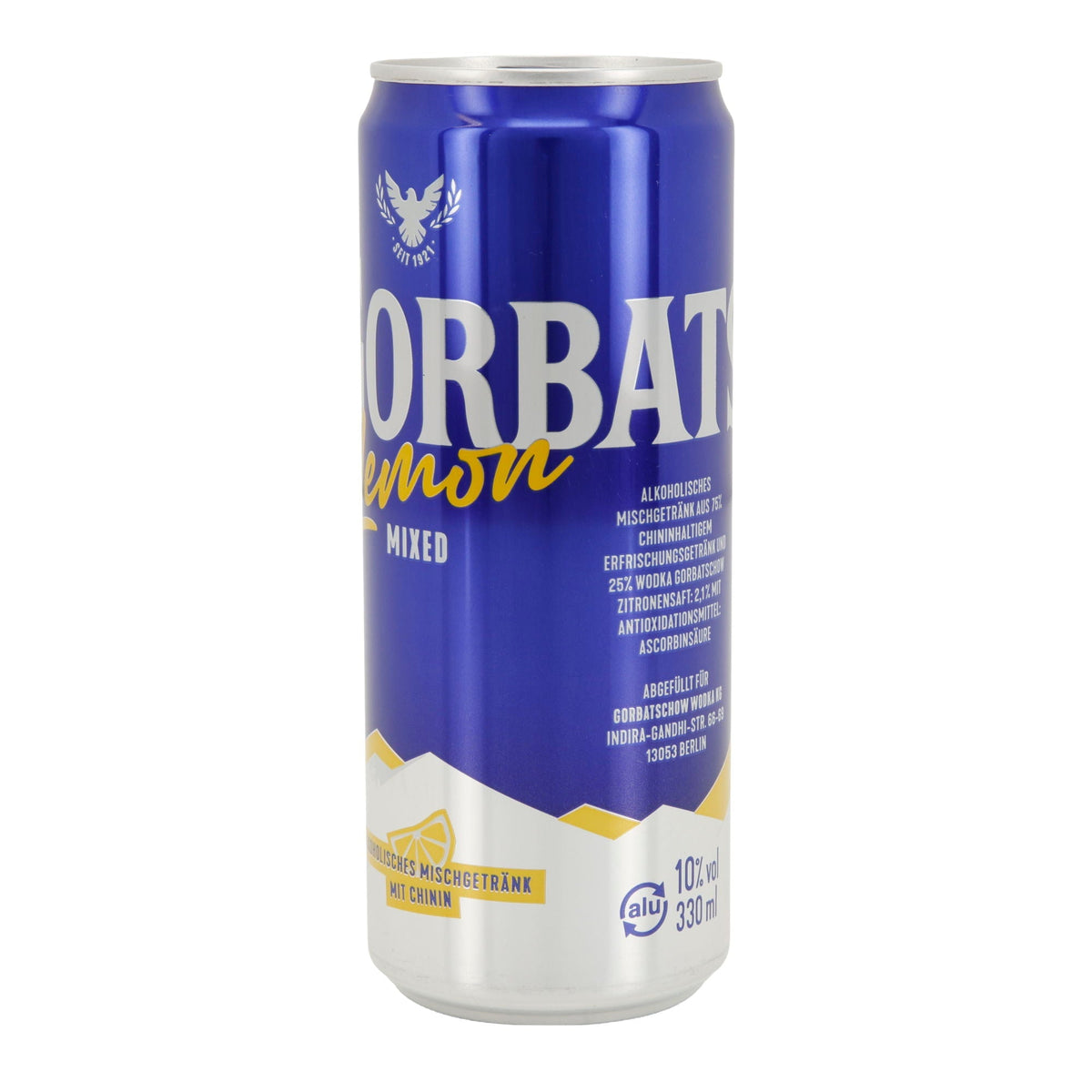 Alkoholisches Mischgetränk Gorbatschow Lemon | Wodka-Mix mit Chinin | 10 % vol | 0,33 l Dose Wodka Gorbatschow