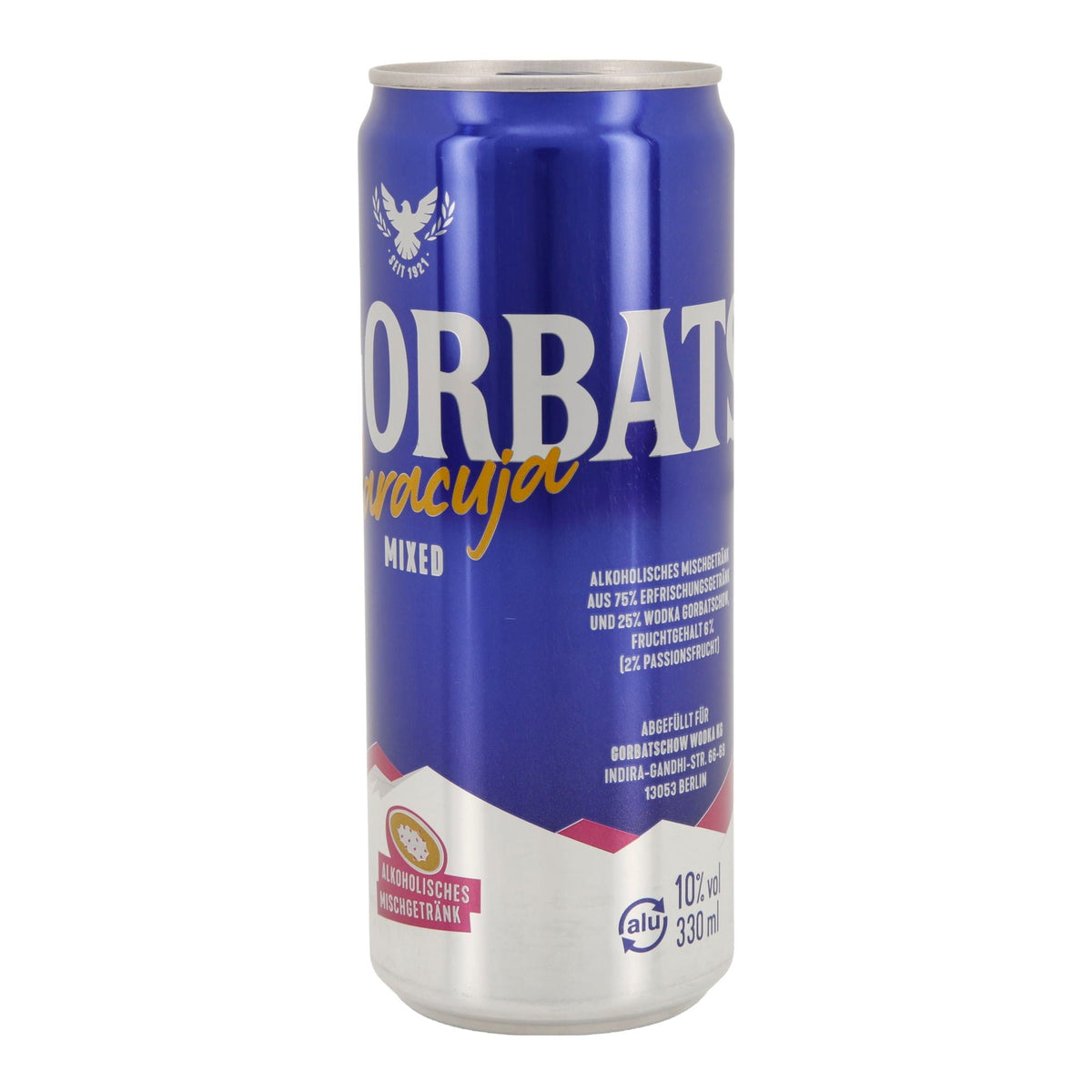 Alkoholisches Mischgetränk Gorbatschow Maracuja | Wodka-Mix | 10 % vol | 0,33 l Dose Wodka Gorbatschow