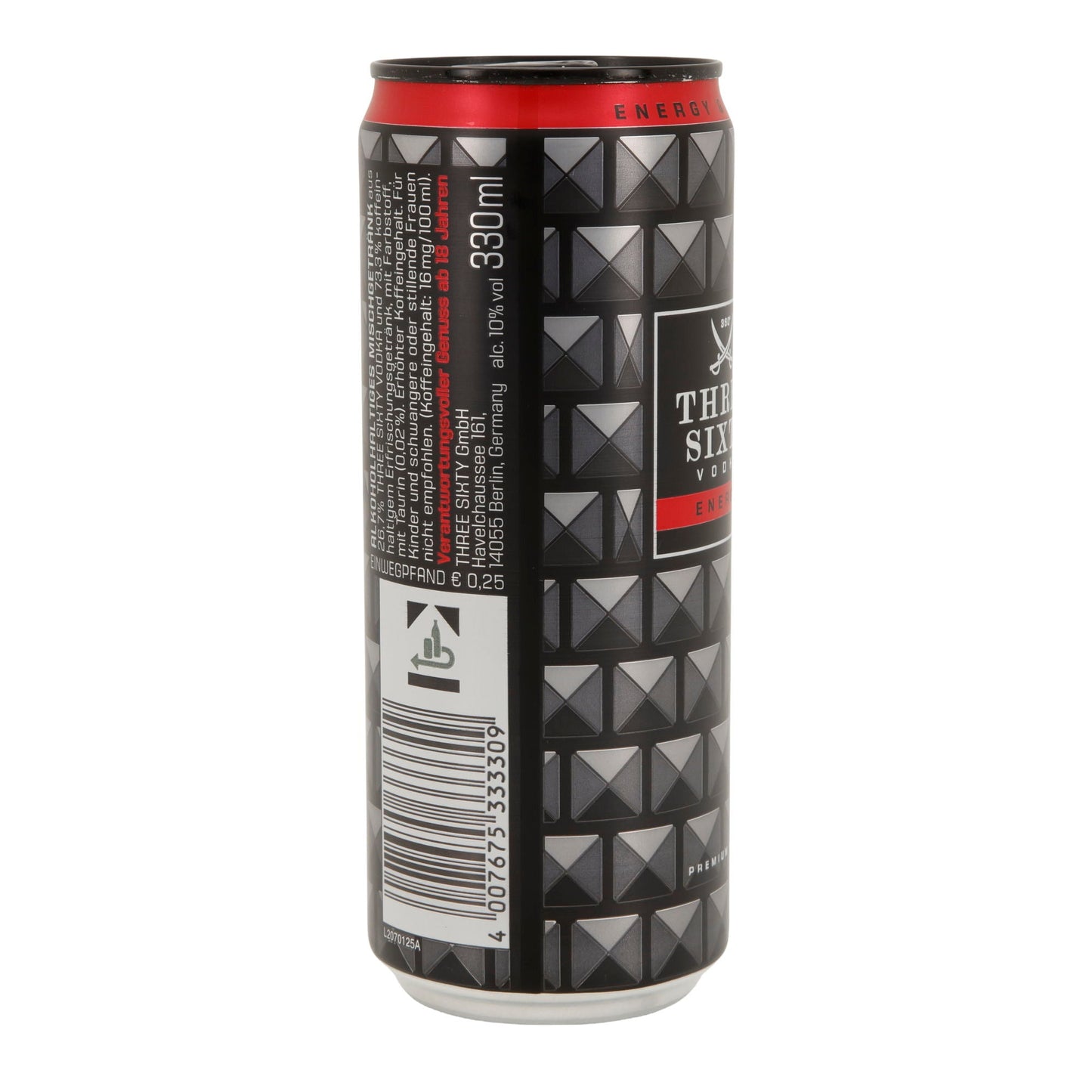 Alkoholisches Mischgetränk Three Sixty Vodka | Energy | 10 % vol | 0,33 l Dose