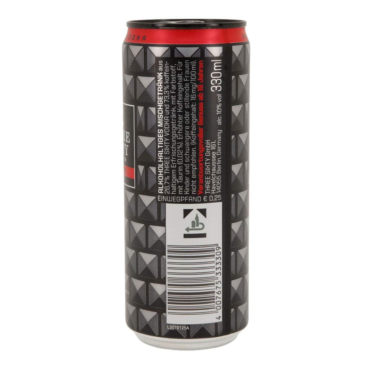 Alkoholisches Mischgetränk Three Sixty Vodka | Energy | 10 % vol | 0,33 l Dose Three Sixty