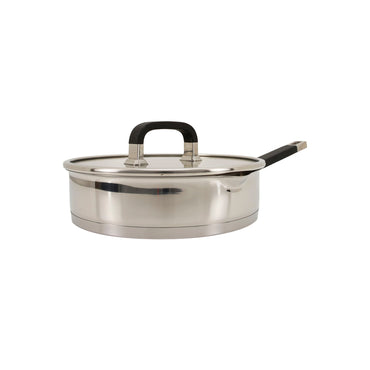 Almina Edelstahl Bratpfanne mit Glasdeckel – 24 cm, 2,6 Liter, Induktionsgeeignet