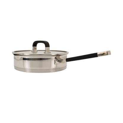 Almina Edelstahl Bratpfanne mit Glasdeckel – 24 cm, 2,6 Liter, Induktionsgeeignet