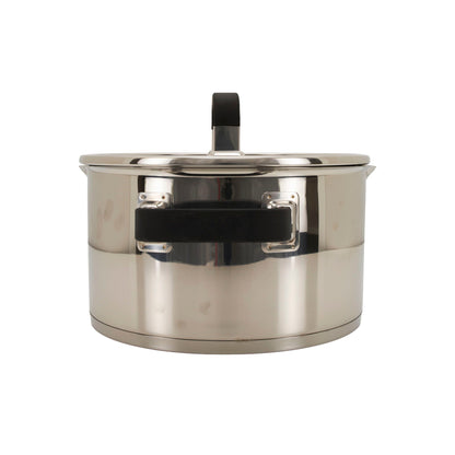 Almina Edelstahl Kochtopf – 22 cm, 4,5 Liter – Induktionsgeeignet mit Glasdeckel