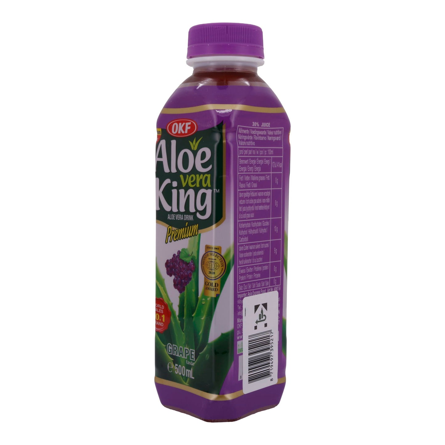 Aloe Vera Drink OKF | Aloe Vera King Grape | Erfrischend, Traubengeschmack, 30% Aloe Vera | 500 ml