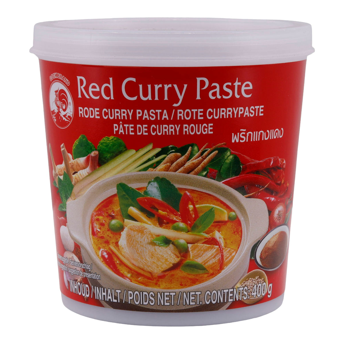 Curry Paste Cock Brand| Rote Curry Paste | Intensiv, authentisch, asiatisch | 400 g