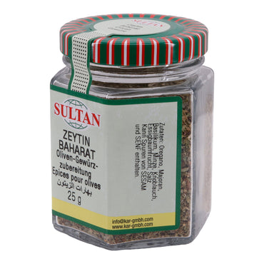 Kruidenmix Sultan | Zeytin Baharat | Mediterraan, voor olijven | 25 g