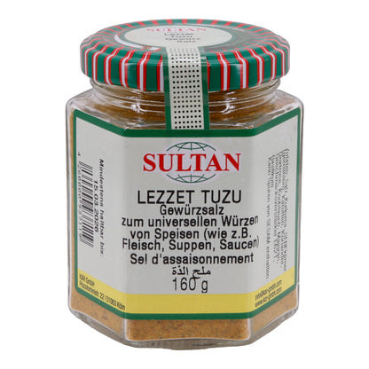 Gewürz Sultan Lezzet | Tuzu Gewürzsalz | Universelle Würze für Fleisch, Suppen und Saucen | 160 g