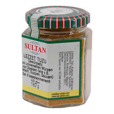 Gewürz Sultan Lezzet | Tuzu Gewürzsalz | Universelle Würze für Fleisch, Suppen und Saucen | 160 g