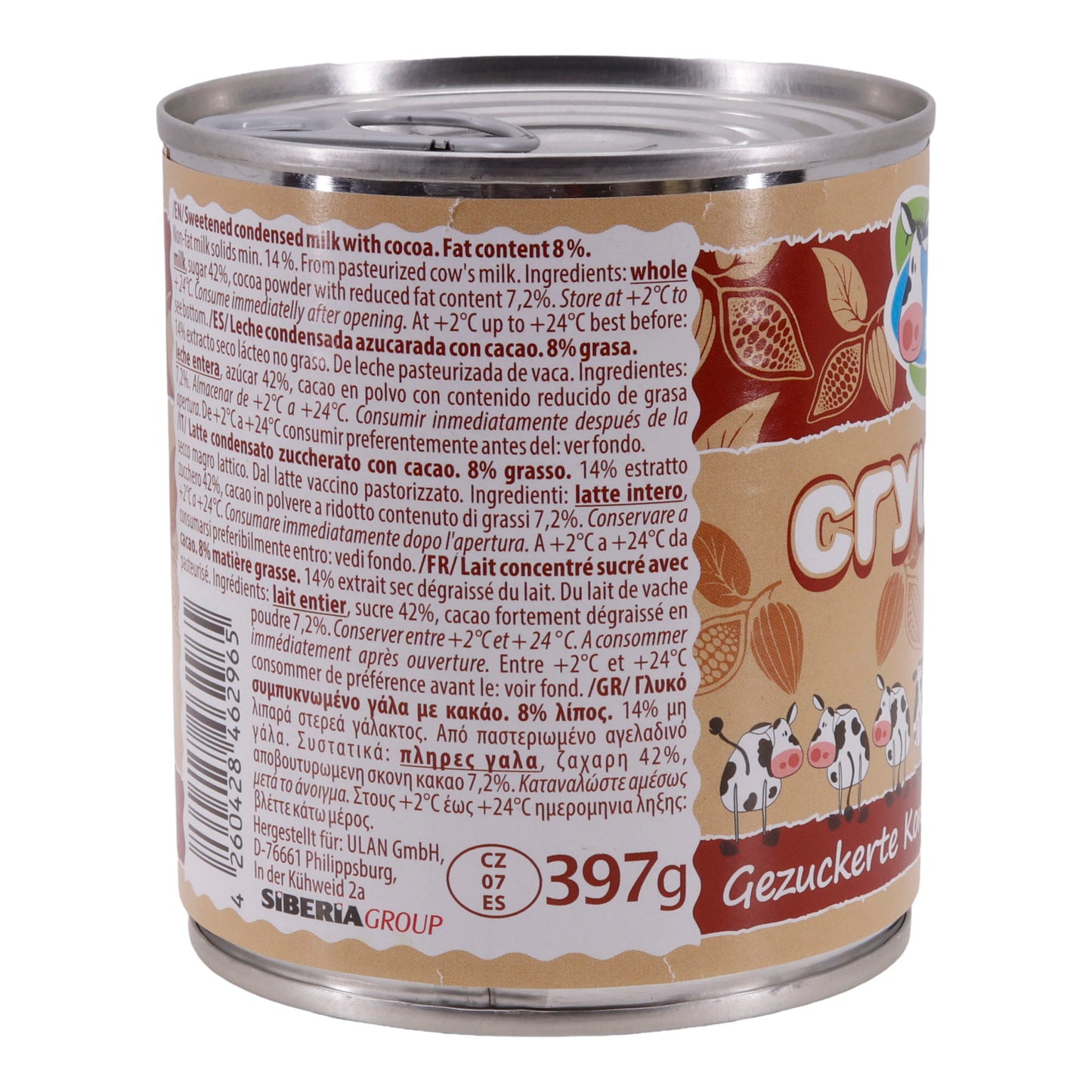 Latte condensato con cacao | Zuccherato | Gusto cremoso per dessert, caffè e prodotti da forno | 397 g
